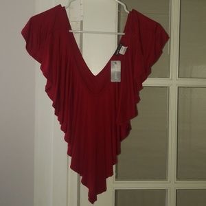 Red flowy crop top NWT